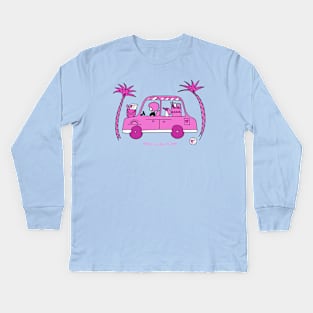 Pink holiday car Kids Long Sleeve T-Shirt